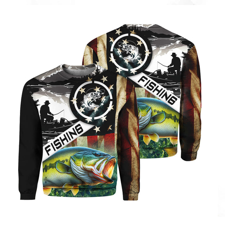 Largemouth Bass Fishing Crewneck Sweatshirt FHT1290