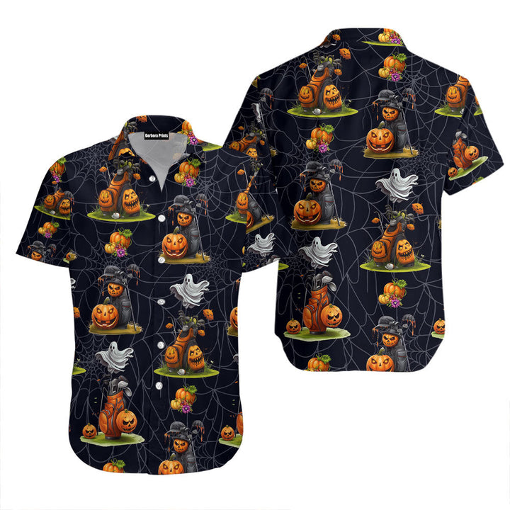 Golf Bag Pumpkin Ghost Halloween Hawaiian Shirt