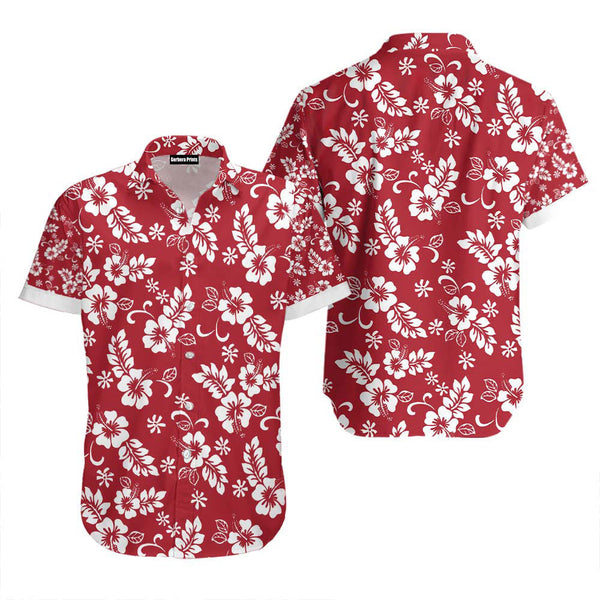 Joe Barbaro Hibiscus Floral Red Hawaiian Shirt 