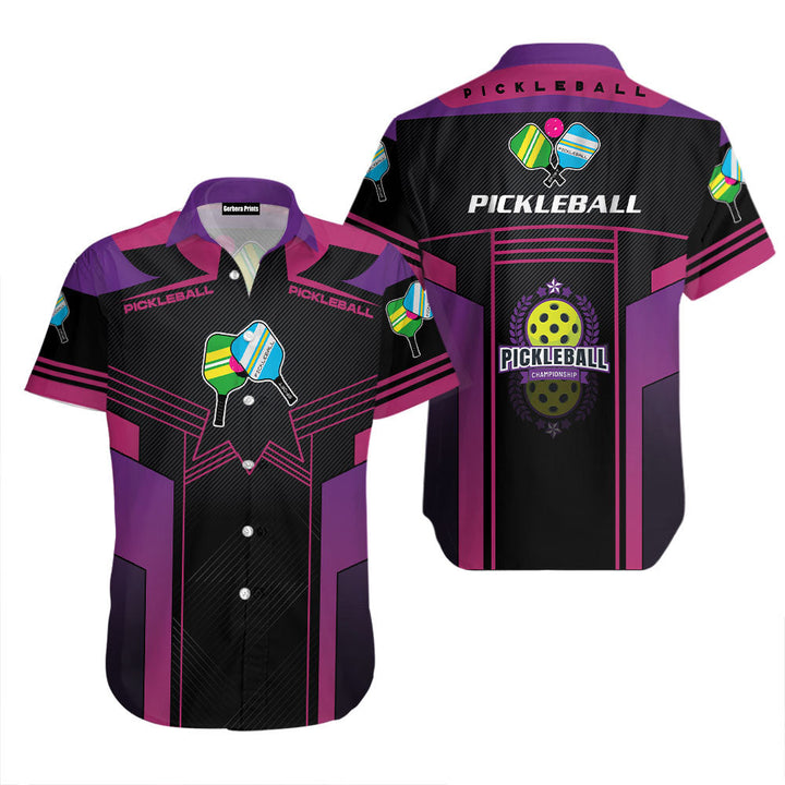 Pickleball Black And Purple Pickleball Paddles Hawaiian Shirt