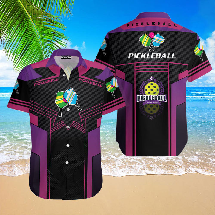 Pickleball Black And Purple Pickleball Paddles Hawaiian Shirt