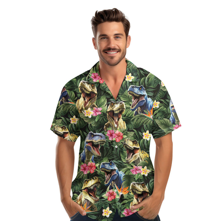 Tropical Floral Dinosaur Hawaiian Shirt
