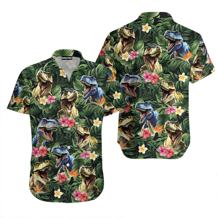 Tropical Floral Dinosaur Hawaiian Shirt