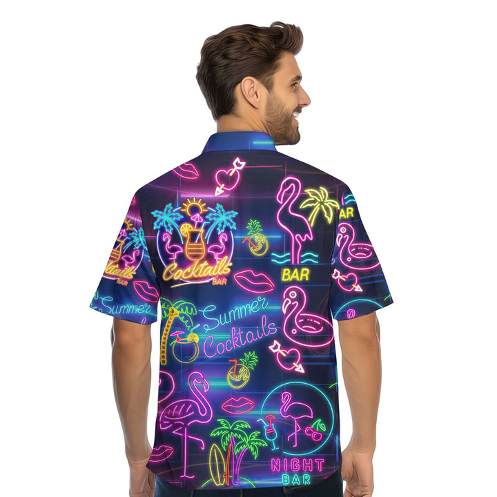 Flamingo Party Night Neon Hawaiian Shirt