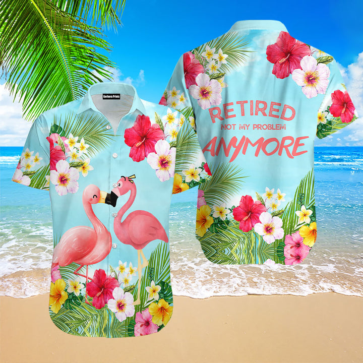 Couple Flamingo Tropical Pink Blue Hawaiian Shirt