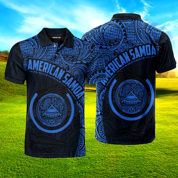 American Samoa Black Blue Polo Shirt For Men