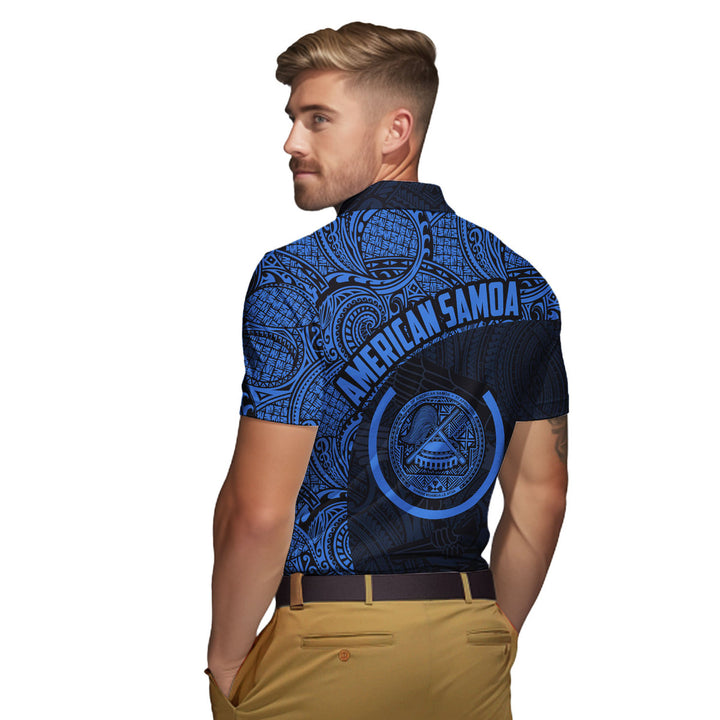 American Samoa Black Blue Polo Shirt For Men