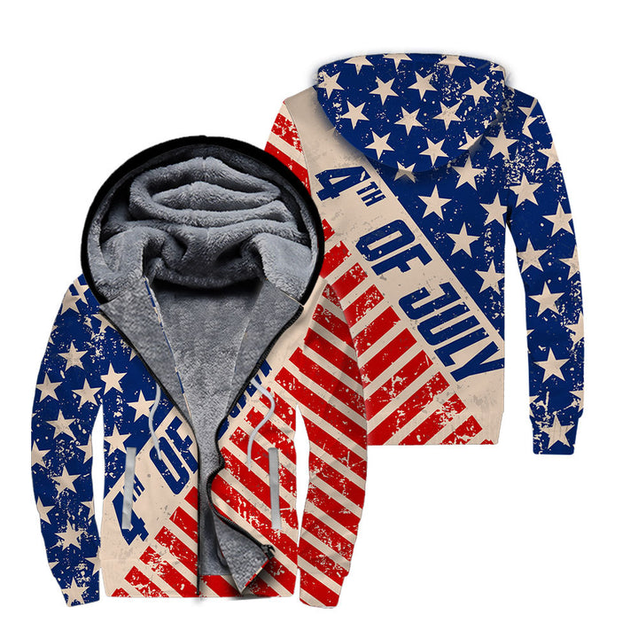 American Flag - 4th of July Fleece Zip Hoodie