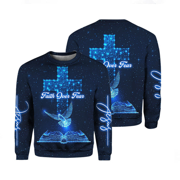 Faith Over Fear Jesus Lightning Crewneck Sweatshirt All Over Print For Men & Women HP5742