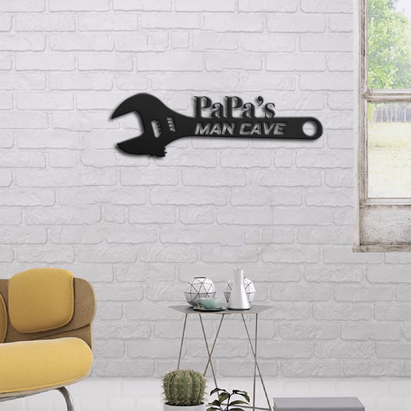 Family Papa's Spanner Dad Garage Customized Metal Wall Art Custom Name Laser Cut Metal Signs 