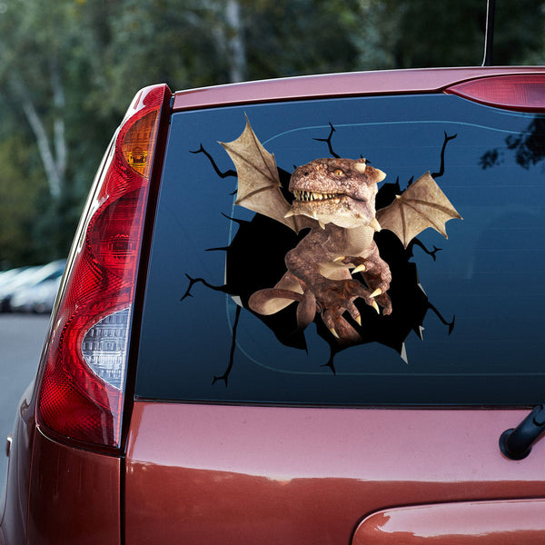 Fantasy Dragon Cracked Car Decal Sticker | Waterproof | PVC Vinyl | CCS5398-Colorful-Gerbera Prints.