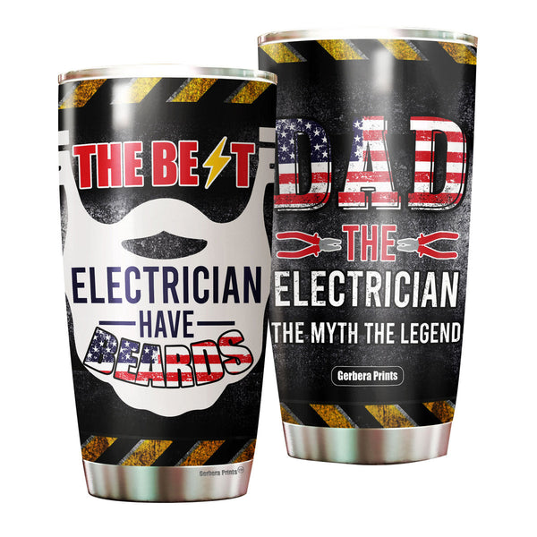 Father's Day Beards Dad The Best Electrician Stainless Steel Tumbler Cup Travel Mug TC7015
