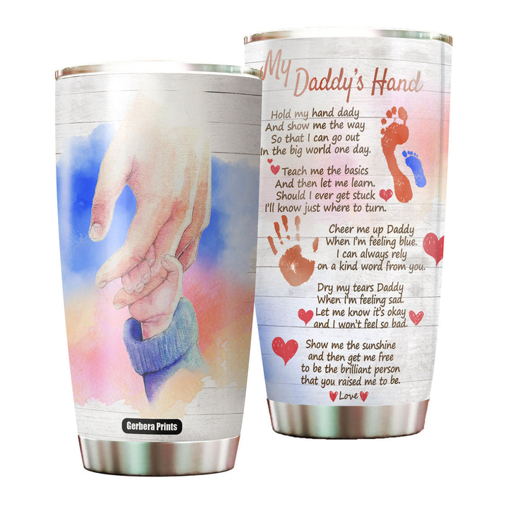 Father's Day Daddy Hand Painting Stainless Steel Tumbler Cup Travel Mug TC5910-20oz-Gerbera Prints.