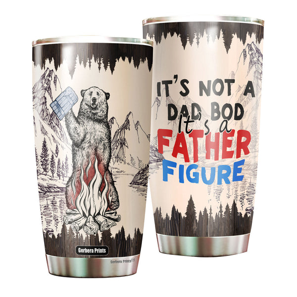 Father's Day Funny Bear Dad Bod Father Figure Stainless Steel Tumbler Cup Travel Mug TC7406-20oz-Gerbera Prints.