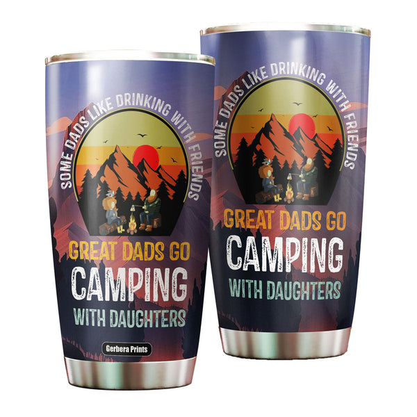 Father's Day Great Dads Go Camping With Daughters Stainless Steel Tumbler Cup Travel Mug TC5921-20oz-Gerbera Prints.