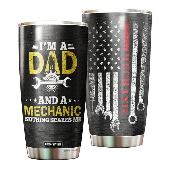 Father's Day I’m A Dad Mechanic Daddy Stainless Steel Tumbler Cup Travel Mug TC7403-20oz-Gerbera Prints.