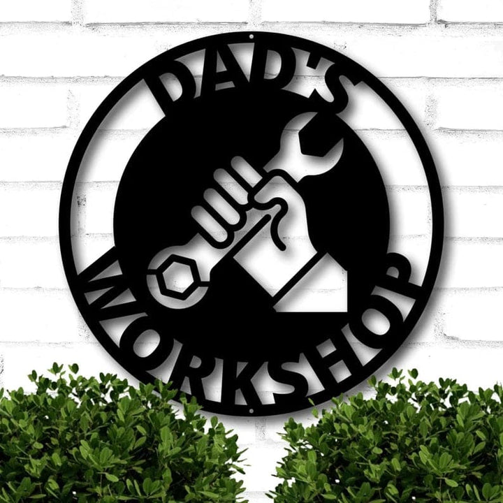 Fathers Day Sign for Dad Custom Cut Metal Sign | MN1601-Black-Gerbera Prints.Fathers Day Sign for Dad Garage Workshop Custom Name Laser Cut Metal Signs MN1601
