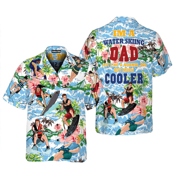 Father's Day Waterskiing I'm A Water Skiing Dad Lover Beach Aloha Hawaiian Shirts For Men & For Women WT9627-Colorful-Gerbera Prints.