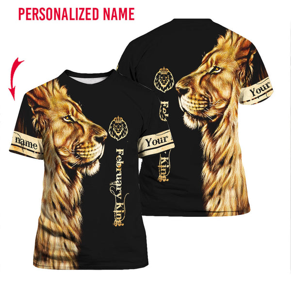February King Lion Custom Name T Shirt For Men & Women
