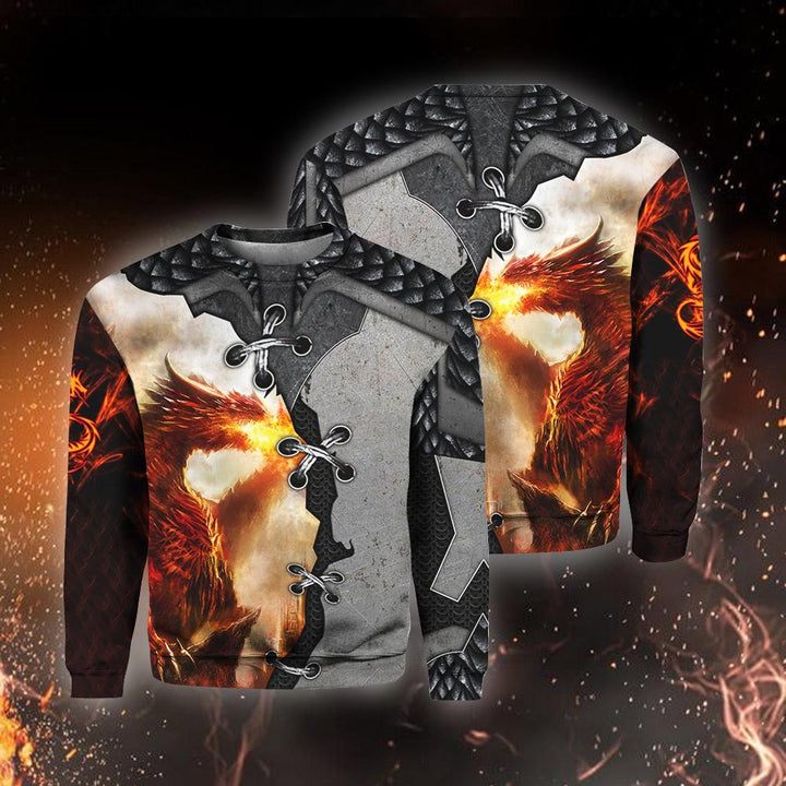 Fire Dungeon Dragon Fantasy Crewneck Sweatshirt For Men & Women