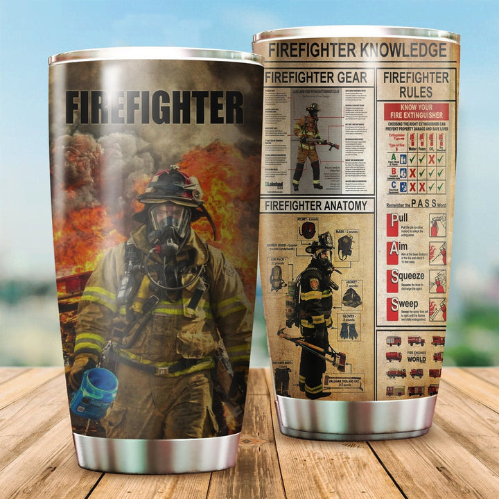 Fire Fighter Knowledge Stainless Steel Tumbler Cup 20 oz | Travel Mug | Colorful | TC1466