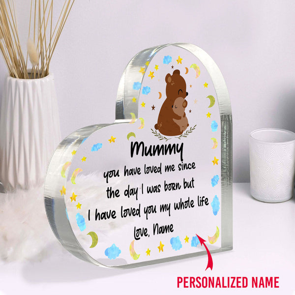 First Mother's Day Mummy I Loved You My Whole Life Color Personalized Custom Heart Shaped Acrylic Plaque AN1001-Gerbera Prints.
