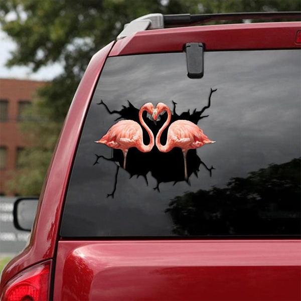 Flamingo Couple Cracked Car Decal Sticker | Waterproof | PVC Vinyl | CCS1672