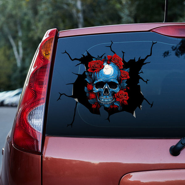 Floral Rose Skull 3D Vinyl Car Decal Stickers CS8314