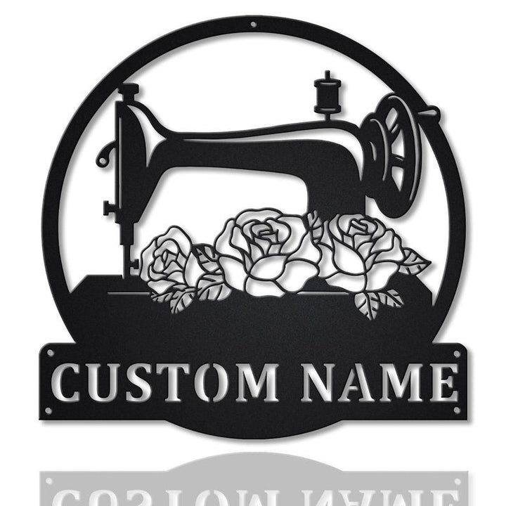 Floral Sewing Machine Tailor Custom Name Laser Cut Metal Signs MN1049