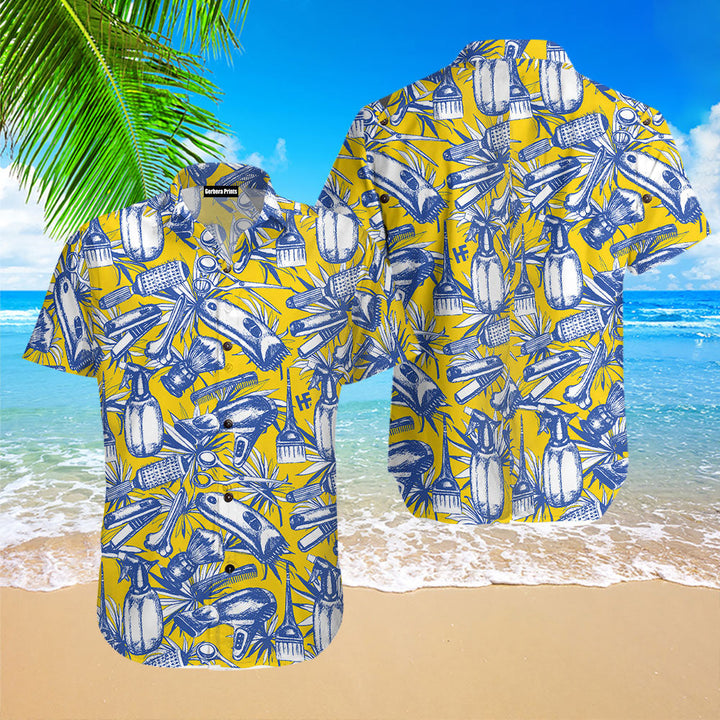 Floral Barber Equipment Hawaiian Shirt