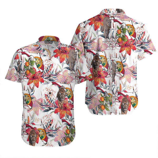 Florida Panther And Orange Blossom Hawaiian Shirt