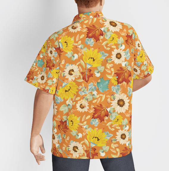 Flower Sunflowers On Orange The First Of Autumn Aloha Hawaiian Shirts For Men And For Women WT7004