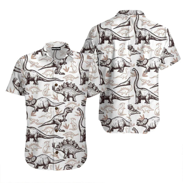 Footprints Seamless Pattern Dinosaur Hawaiian Shirt