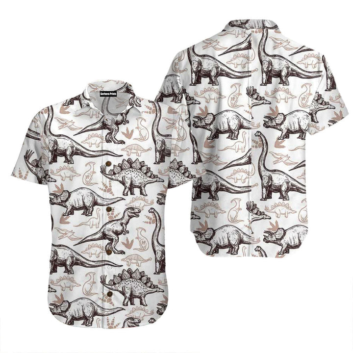 Footprints Seamless Pattern Dinosaur Hawaiian Shirt