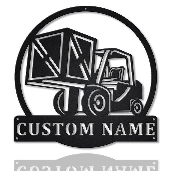 Forklift Driver Custom Cut Metal Sign | MN1050-Black-Gerbera Prints.