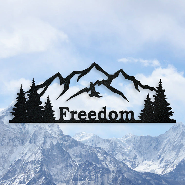 Freedom Mountain Range Monogram Laser Cut Metal Signs