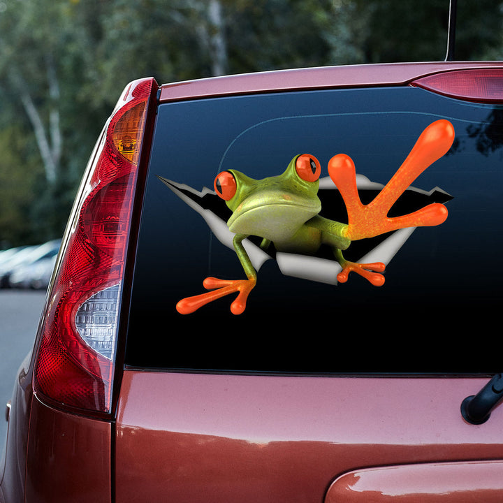 Frog Cracked Car Decal Sticker | Waterproof | PVC Vinyl | CCS6321-Colorful-Gerbera Prints.