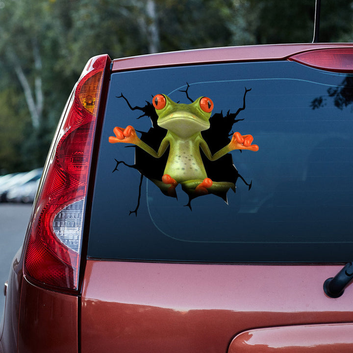Frog Relax Cracked Car Decal Sticker | Waterproof | PVC Vinyl | CCS5023-Colorful-Gerbera Prints.