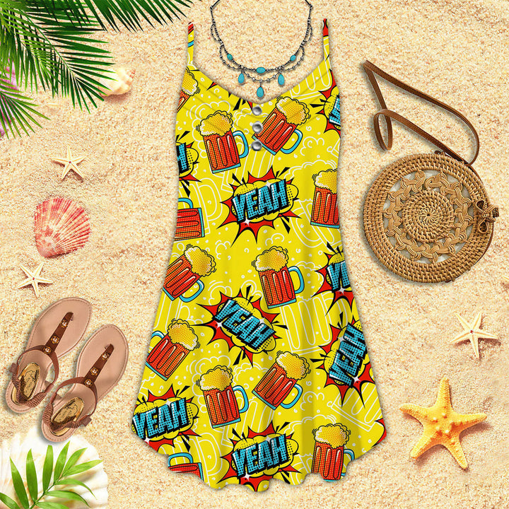 Funny And Drinking Beer Spaghetti Strap Summer Dress | SD1145