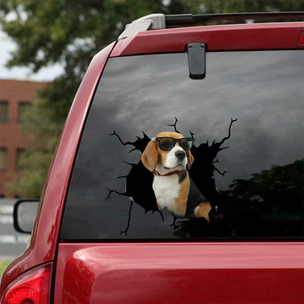 Funny Beagle Cracked Car Decal Sticker | Waterproof | PVC Vinyl | CCS2303