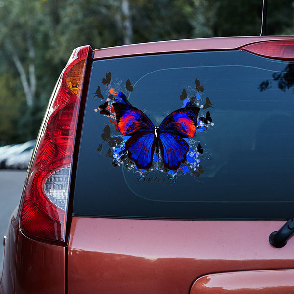 Beautiful Butterfly Grunge Style Car Decal Sticker | Waterproof | PVC Vinyl | CS5163-Colorful-Gerbera Prints.
