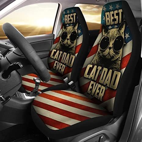 Funny Best Cat Dad Ever 3D Car Seat Cover CSC1074