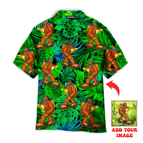 Funny Bigfoot Pizza Custom Photo Hawaiian Shirt For Men & Women