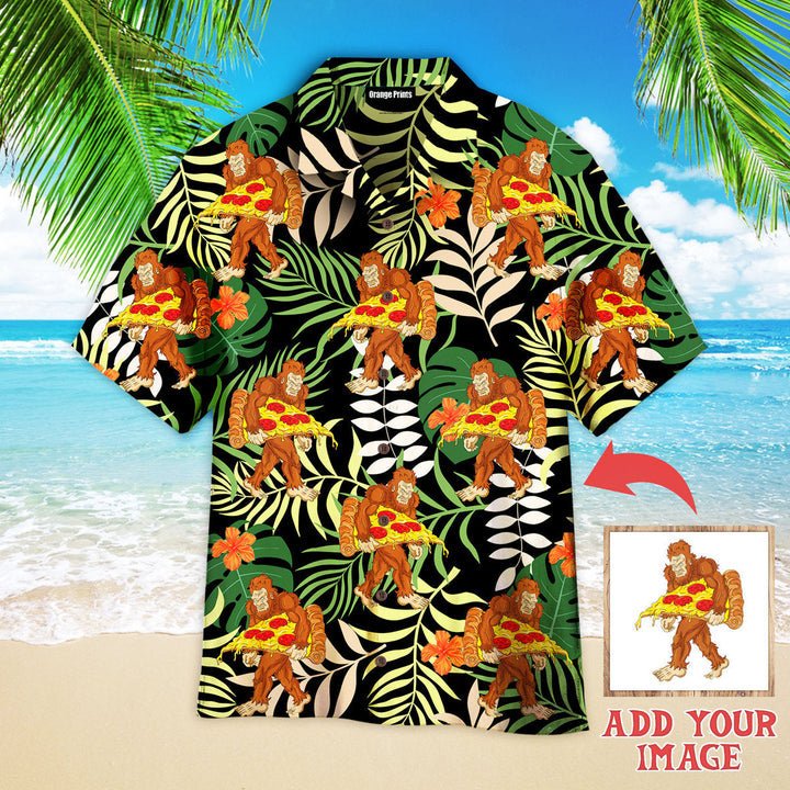 Funny Bigfoot Pizza Funny Tropical Custom Photo Hawaiian Shirt For Men & Women