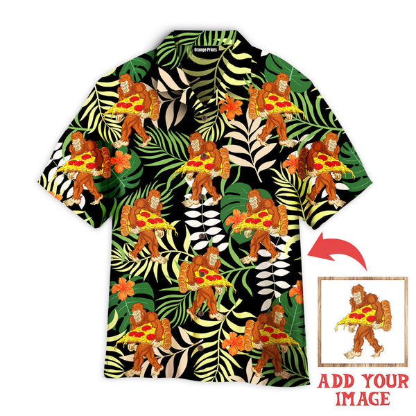 Funny Bigfoot Pizza Funny Tropical Custom Photo Hawaiian Shirt For Men & Women