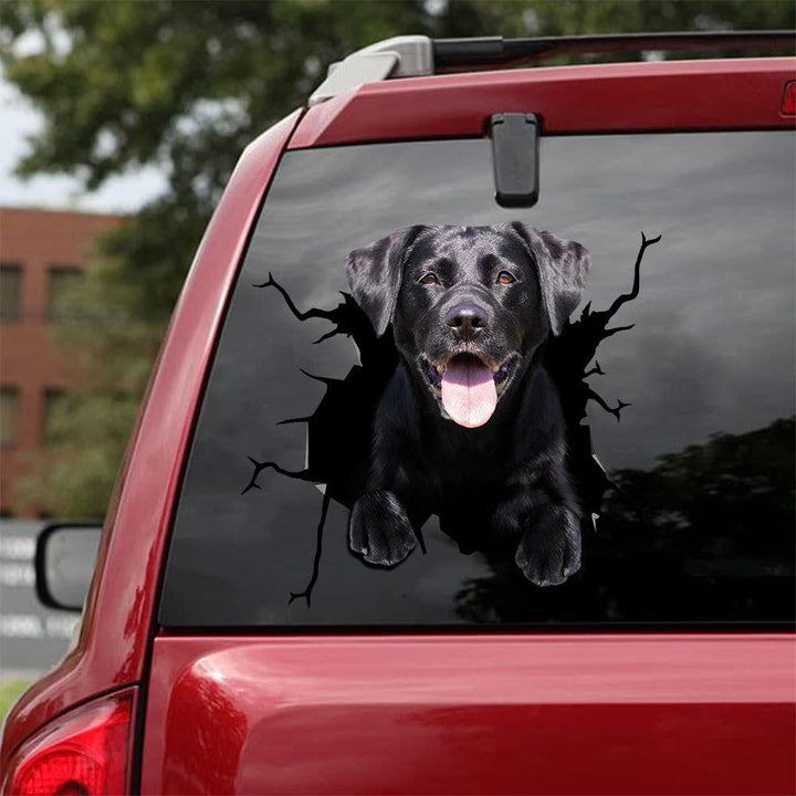 Black Labrador Retriever Cracked Car Decal Sticker | Waterproof | PVC Vinyl | CCS1228