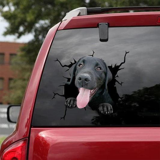 Black Labrador Retriever Dog Cracked Car Decal Sticker | Waterproof | PVC Vinyl | CCS1229