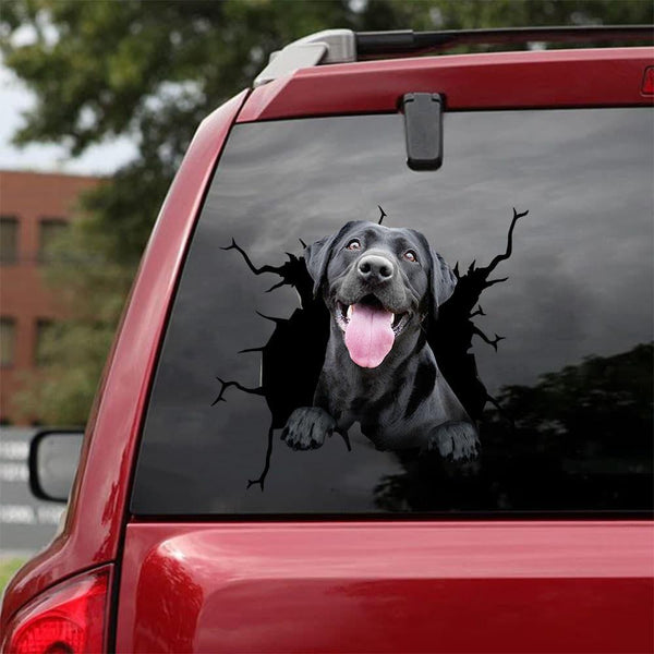 Black Labrador Retriever Cracked Car Decal Sticker | Waterproof | PVC Vinyl | CCS1230
