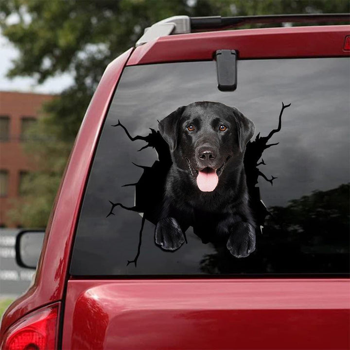 Black Labrador Retriever Cracked Car Decal Sticker | Waterproof | PVC Vinyl | CCS1231