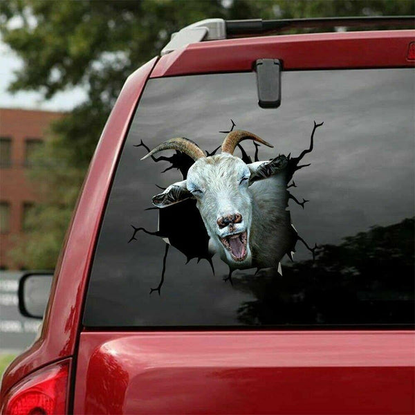 Funny Cashmere Goat Cracked Car Decal Sticker | Waterproof | PVC Vinyl | CCS1776
